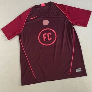 Nike Maroon and Pink Soccer Jersey
